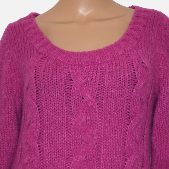 ROLLER RABBIT Cable Knit Alpaca Wool Scoop Neck Lightweight Pink Sweater Size M - Picture 2 of 6